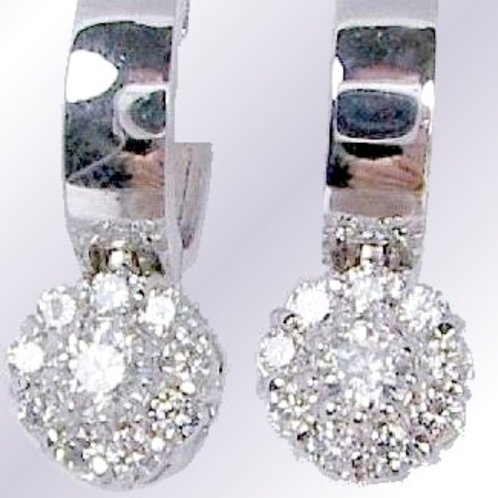 Diamond Dangeling Earrings .83TDW 14KT White Gold
